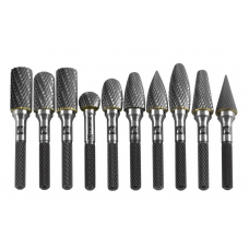 Набор борфрез 10шт тв. сплав. 12мм тип A, B, C, D, E, F, G, H, L, M, двойная насечка TRRB120610-2S