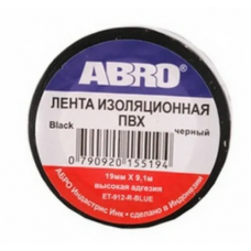 Изолента ПВХ ABRO черная 19 мм х 9,1 м высокая адгезия ЕТ-912-R-BLACK