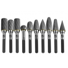 Набор борфрез 10шт тв. сплав.  8 мм тип A, B, C, D, E, F, G, H, L, M, двойная насечка TRRB080610-2S
